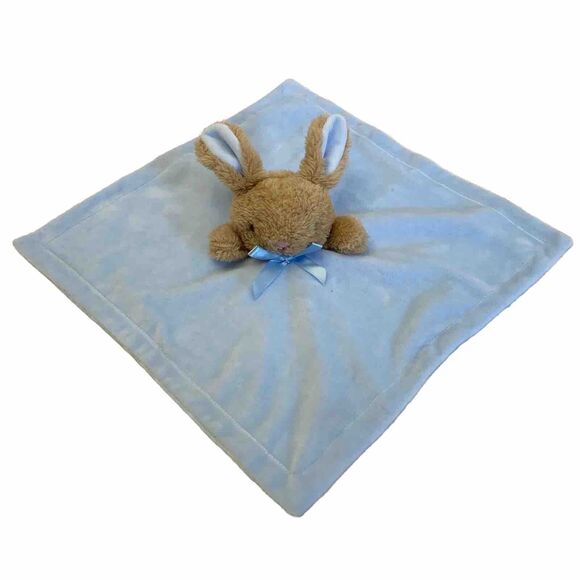 MTY International Bunny Rabbit Lovey Plush Security Blanket Rattle Satin Back - Picture 1 of 7